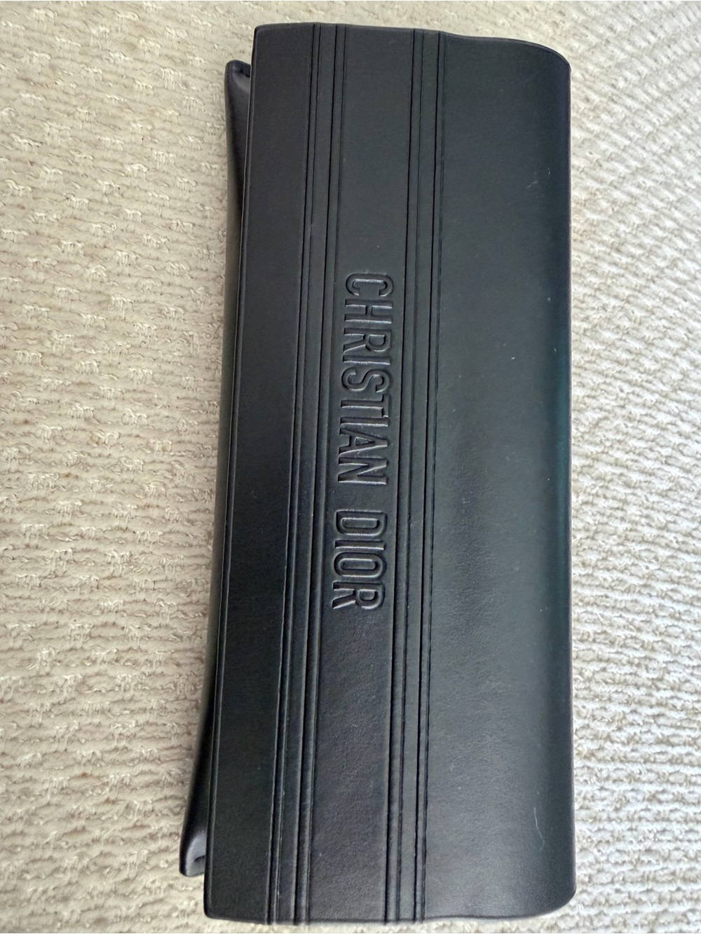 Dior Black Leather Sunglasses Case with cleaning cloth